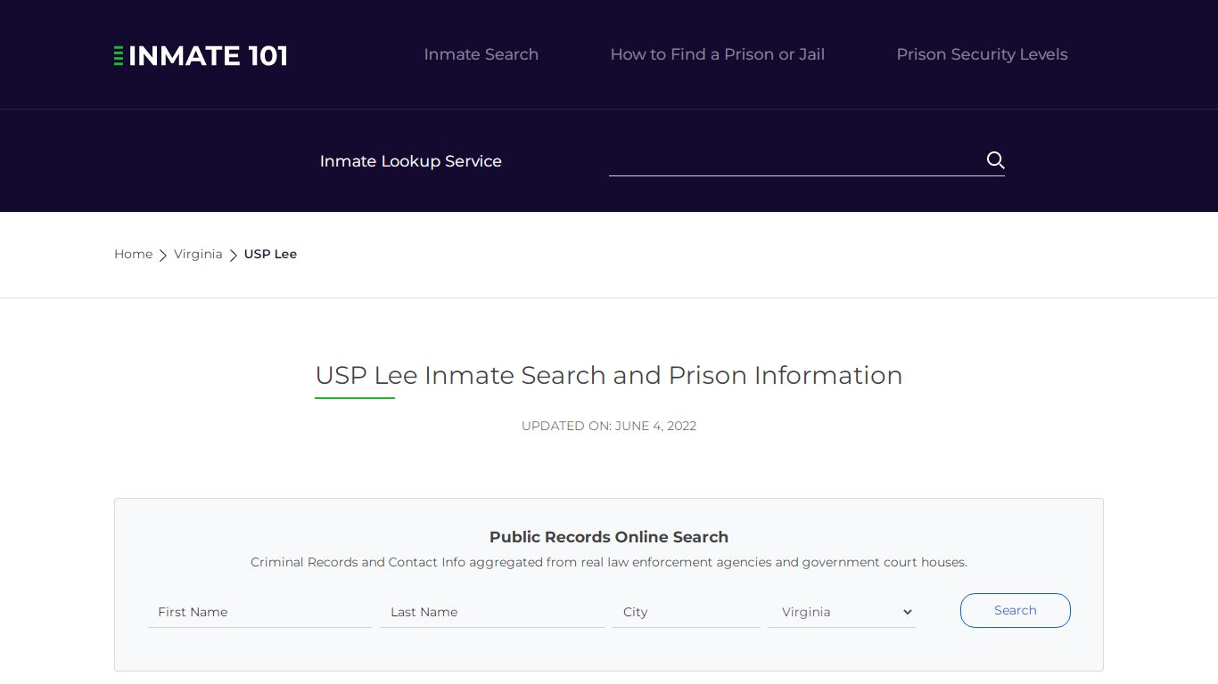 USP Lee Inmate Search | Lookup | Roster